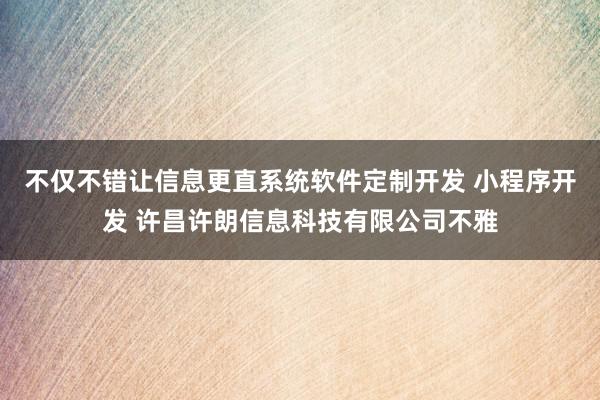 不仅不错让信息更直系统软件定制开发 小程序开发 许昌许朗信息科技有限公司不雅